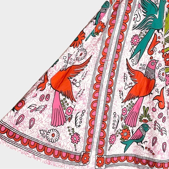 ANTHROPOLOGIE Odille Rare Vintage Otomi Folkloric Bird Skirt Size 4 Cotton - Picture 4 of 7